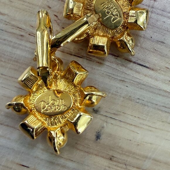 Joan Rivers Vintage Gold-Plated Earrings With Faux Pearl & Pink Crystal Accents - Picture 5 of 9